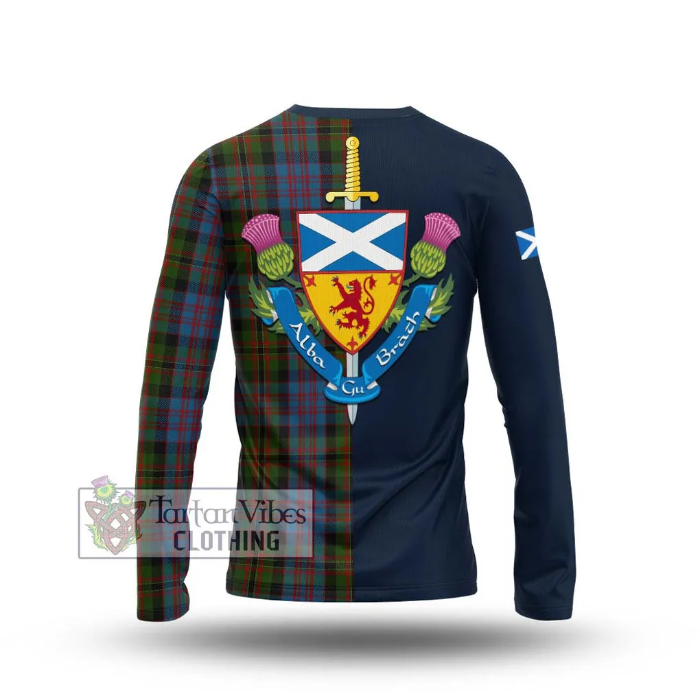 Bowie Tartan Long Sleeve T-Shirt Alba with Scottish Lion Royal Arm Half Style