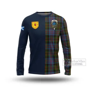 Bowie Tartan Long Sleeve T-Shirt Alba with Scottish Lion Royal Arm Half Style