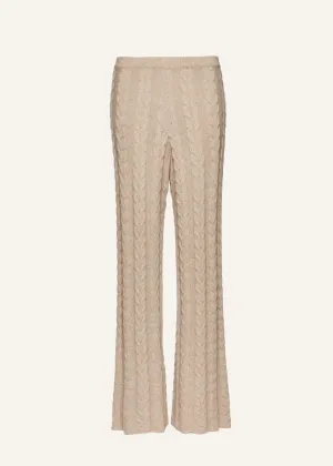 Braid-knit cashmere pants in beige