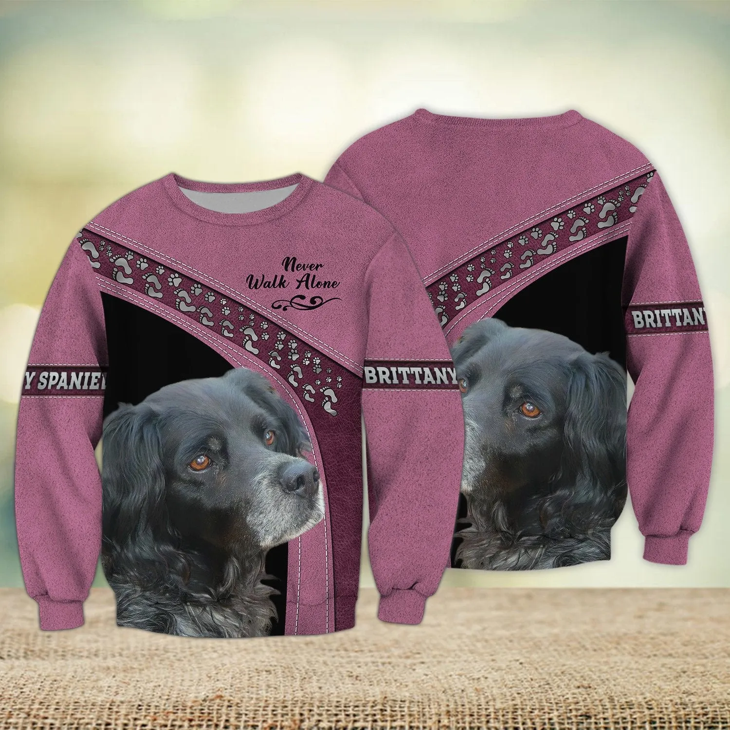 Brittany Spaniel Love Multicolor Never Walk Alone 3D Full Print Sweatshirt