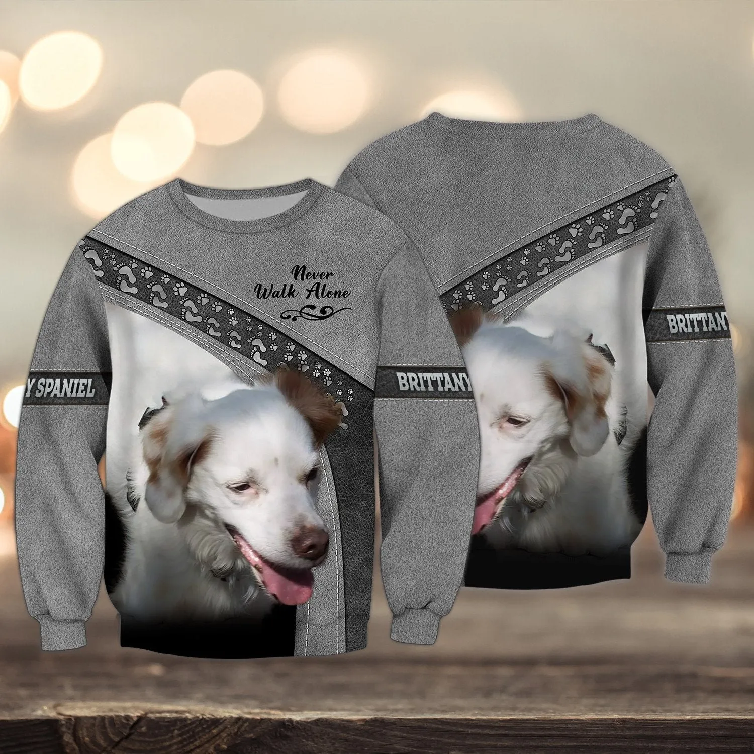 Brittany Spaniel Love Multicolor Never Walk Alone 3D Full Print Sweatshirt