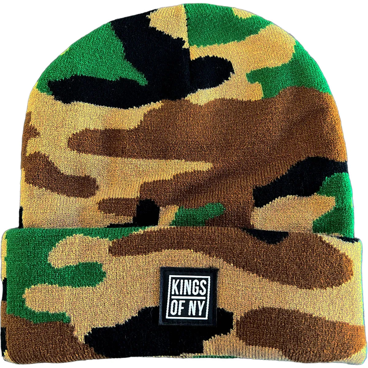 Brown Camo Logo Mens Knit Beanie Hat