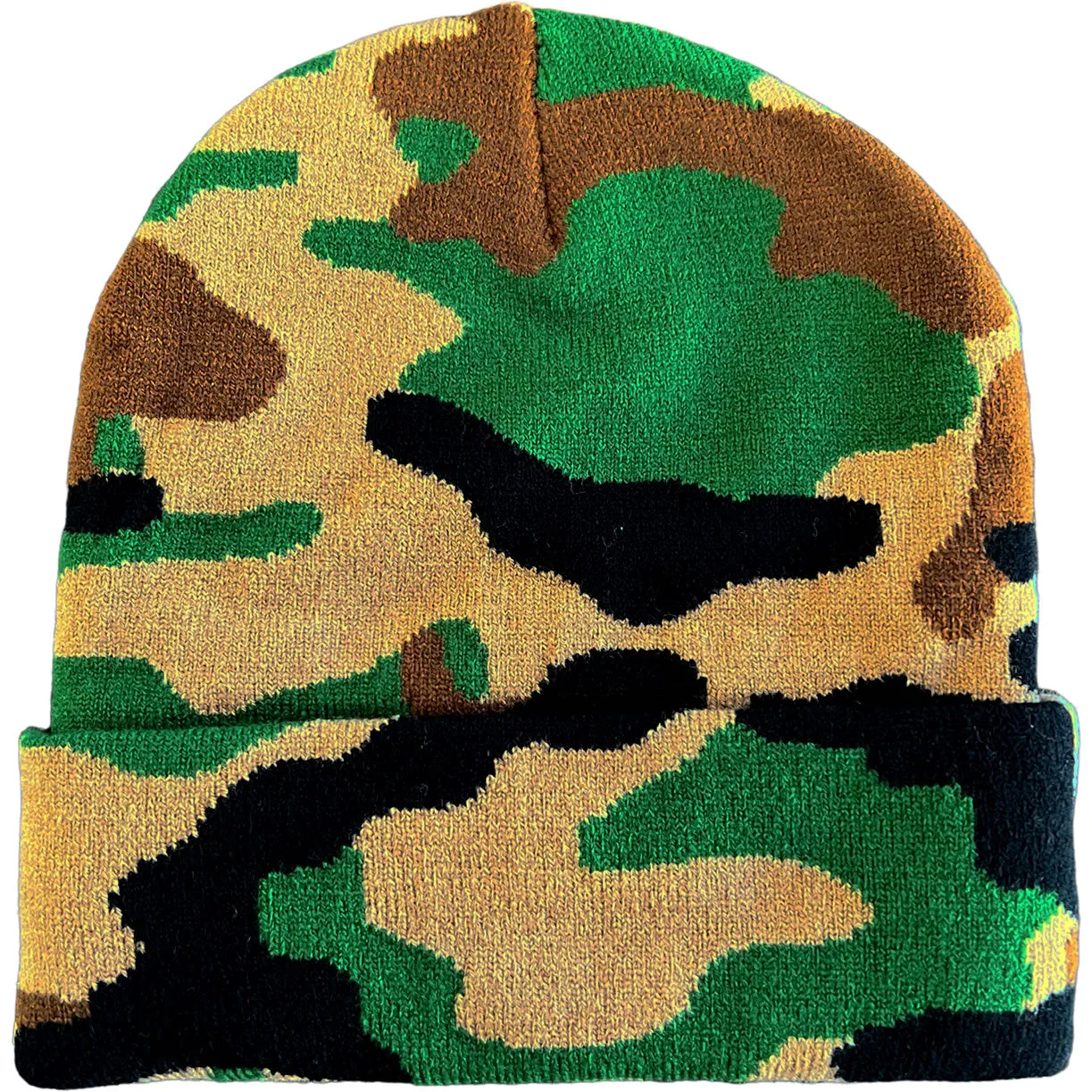 Brown Camo Logo Mens Knit Beanie Hat