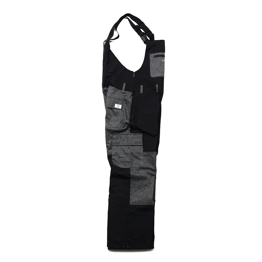 BSRBT CARGO BIB PANTS BLACK DENIM