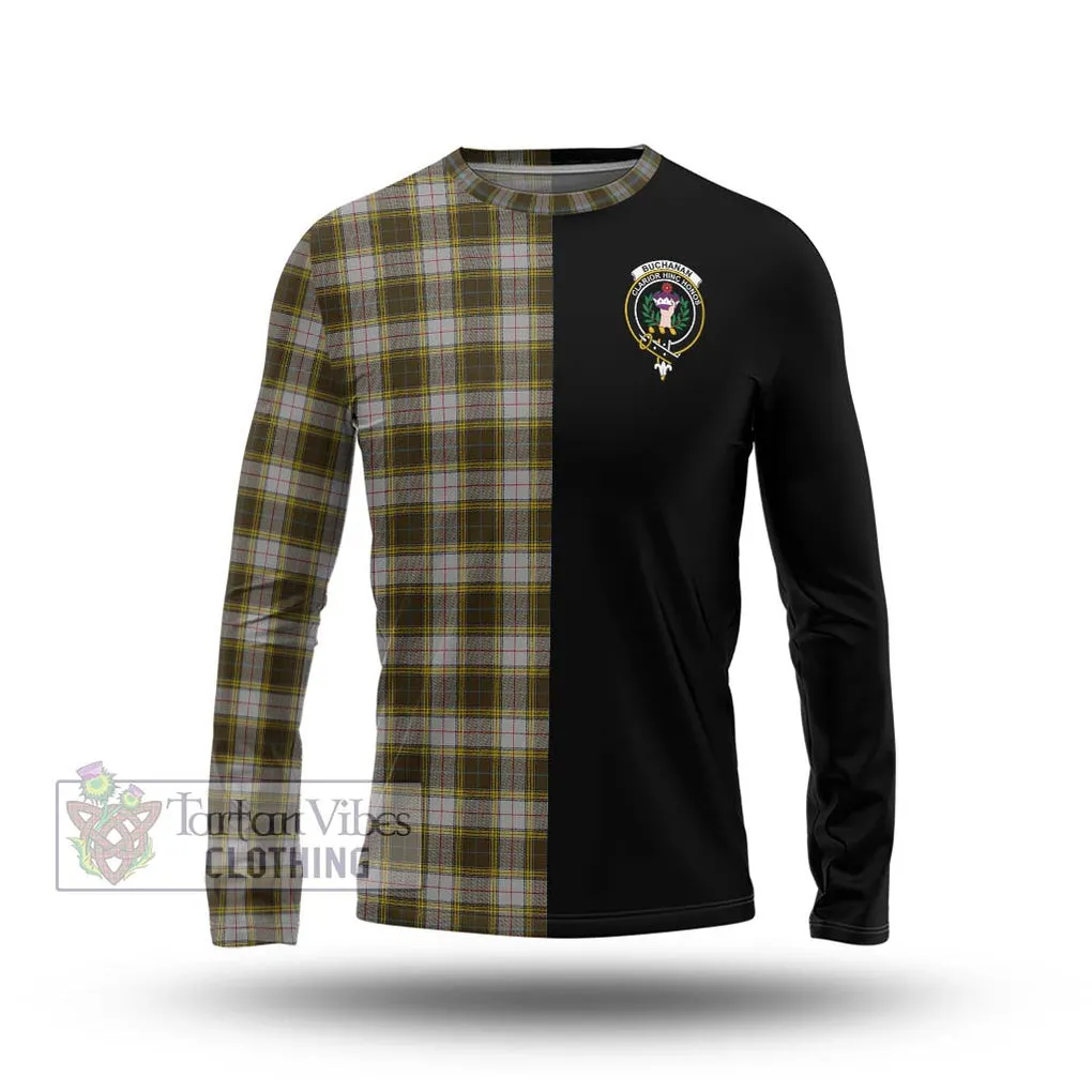 Buchanan Dress Tartan Long Sleeve T-Shirt with Family Crest and Half Of Me Style