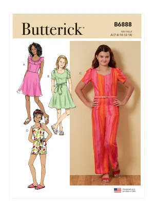 Butterick Pattern B6888 Girl Dress Jumpsuit