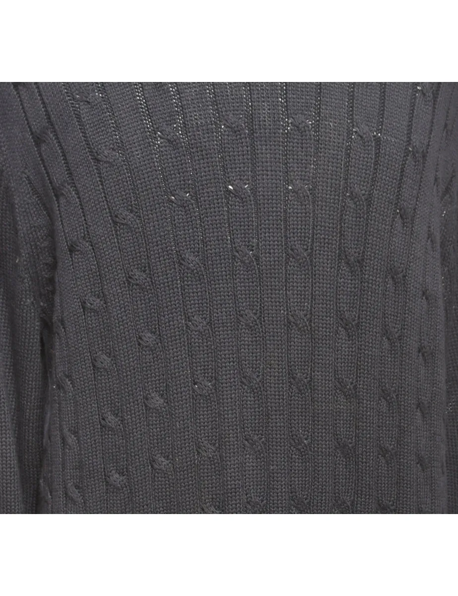 Cable Knit Navy Knit Jumper - L