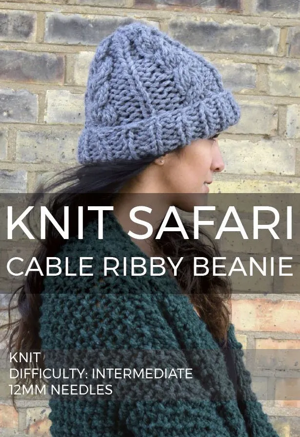 Cable Ribby Beanie - Downloadable Chunky Knitting Pattern