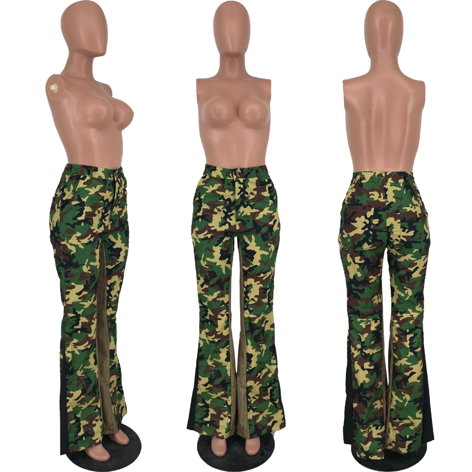 Camouflage stitching flared pants（AY2287）