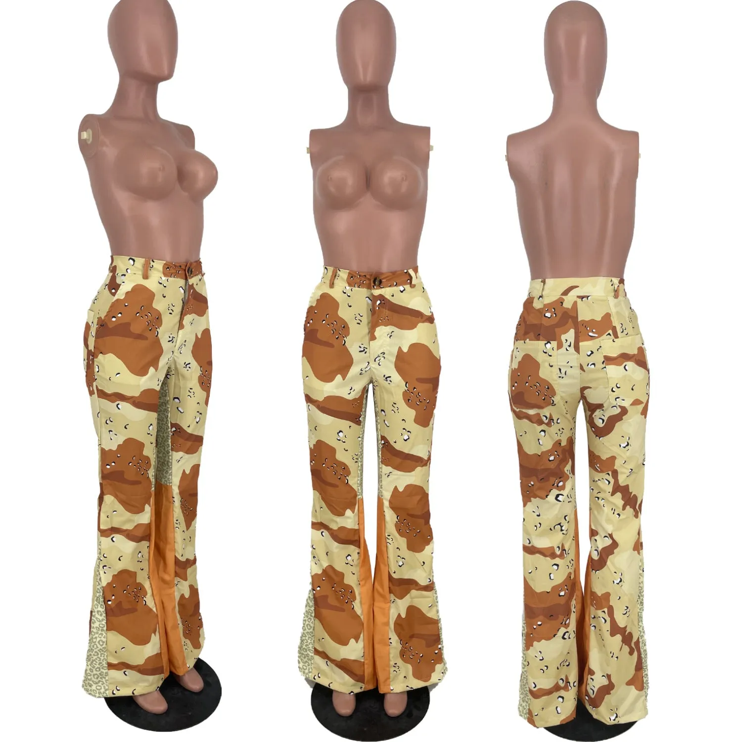 Camouflage stitching flared pants（AY2287）