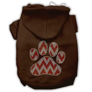 Candy Cane Chevron Paw Rhinestone Dog Hoodie Brown S (10)