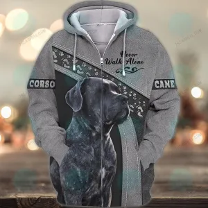 Cane Corso Never Walk Alone Love 3D Full Print Shirts, Christmas Dog Memorial Gifts for loss of Dog