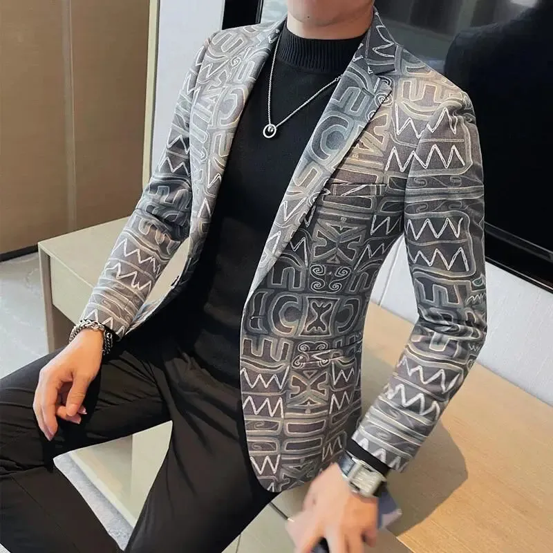 Casual Geometric Printed Fit Blazer