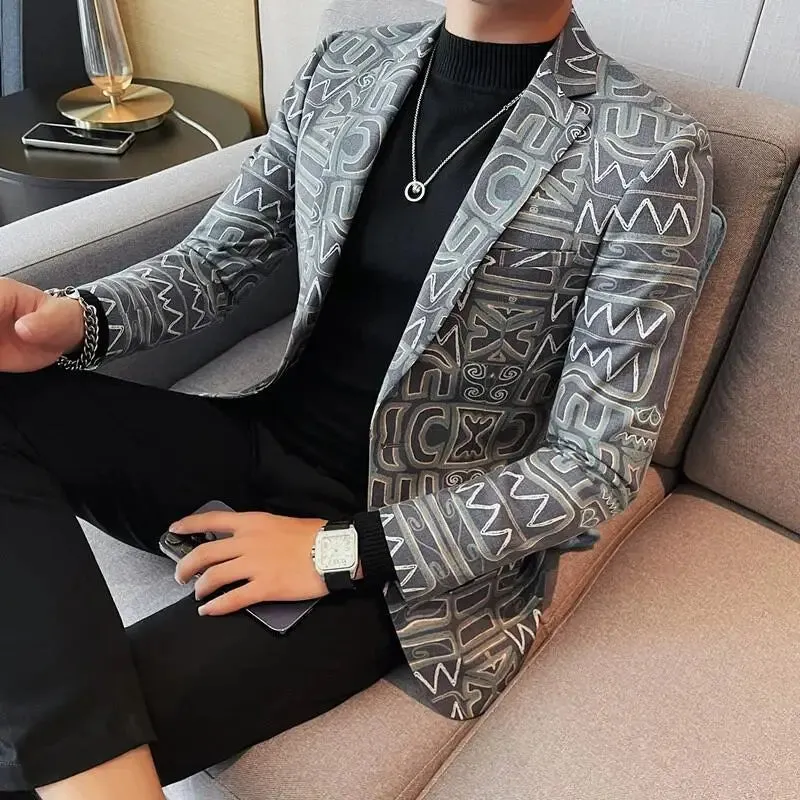 Casual Geometric Printed Fit Blazer