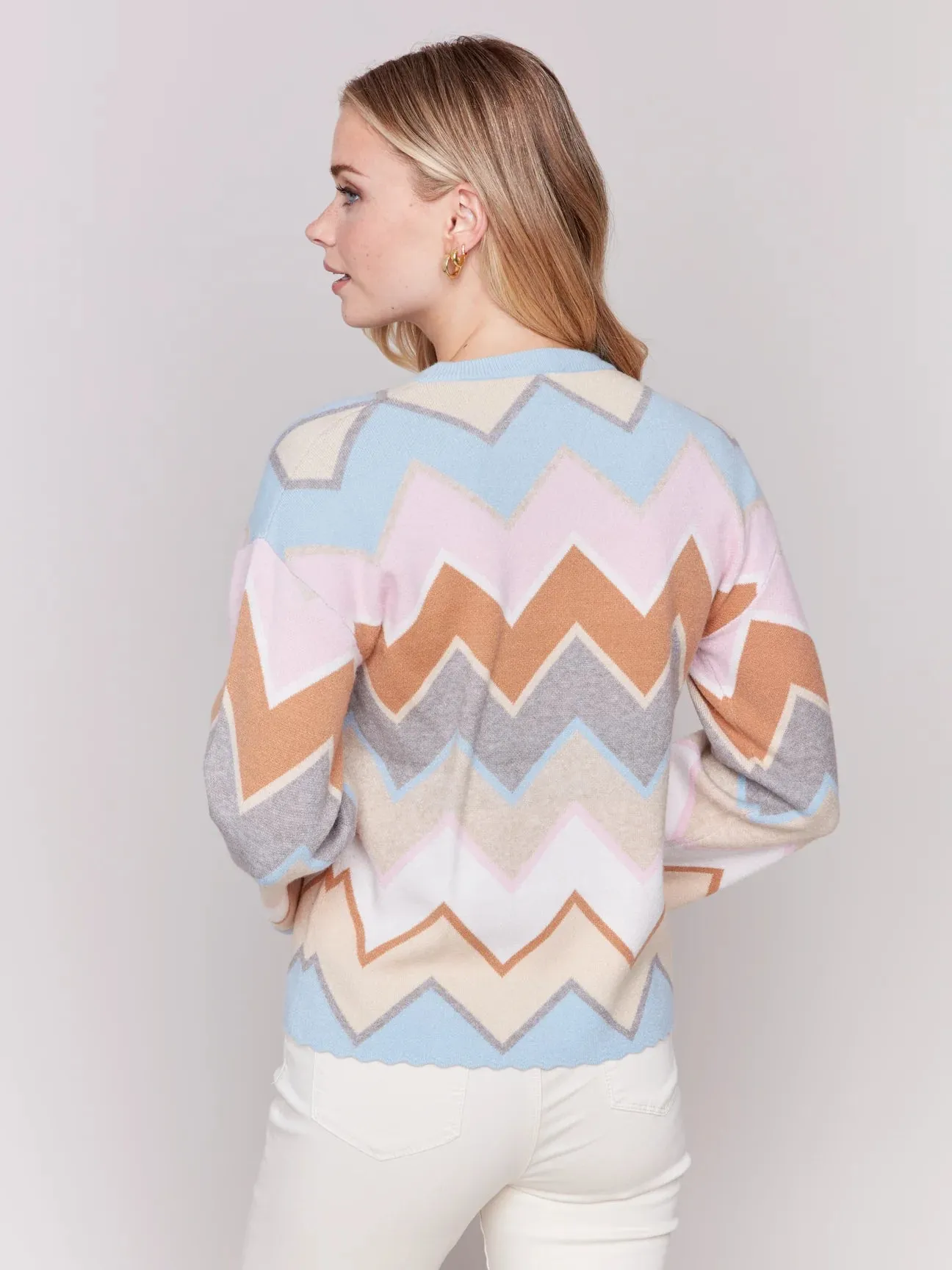 Charlie B Chevron Stripe Crew-Neck Sweater - C2721 - 974A