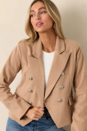 Chasing Stars Tan Cropped Blazer