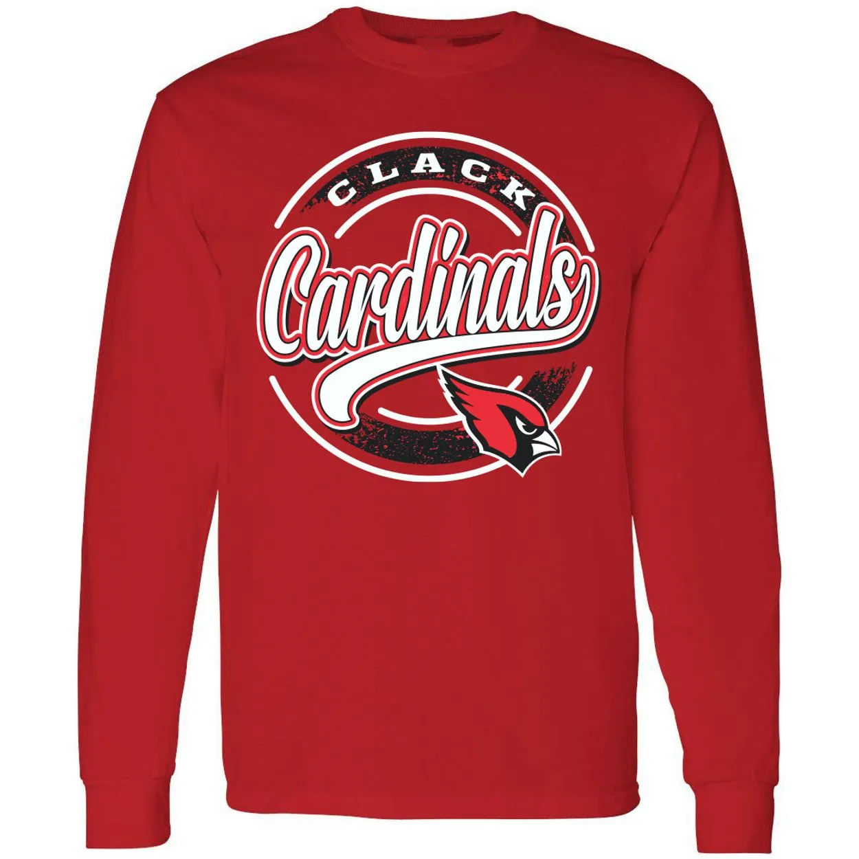 Clack Cardinals - Circle Script Long Sleeve T-Shirt