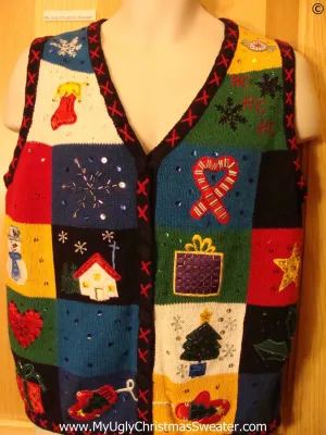 Colorful Patchwork Cheap Christmas Sweater Vest