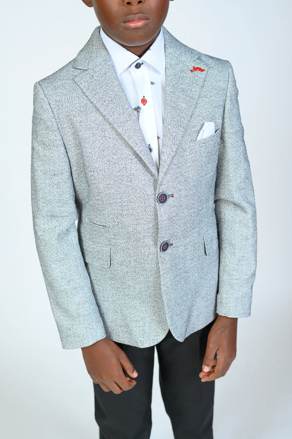 Cool Gray Embroidered Blazer