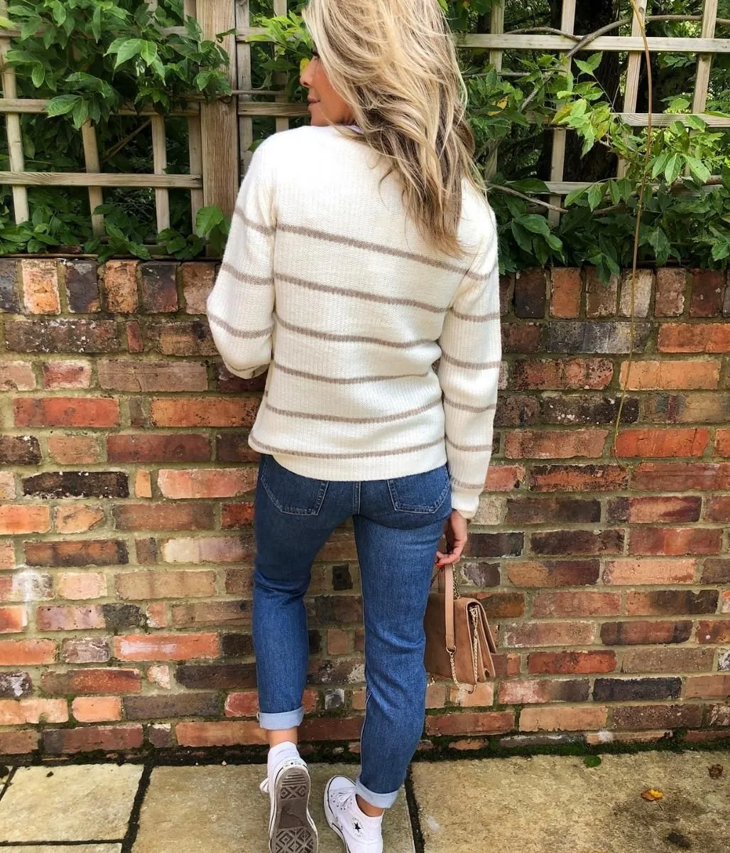 Cream & Camel Stripe Jumper