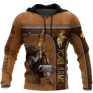 Custom Bull Riding Hoodie 3D All Over Print, Riding Hoodie Cowboy Hoodie Cowboy Gift