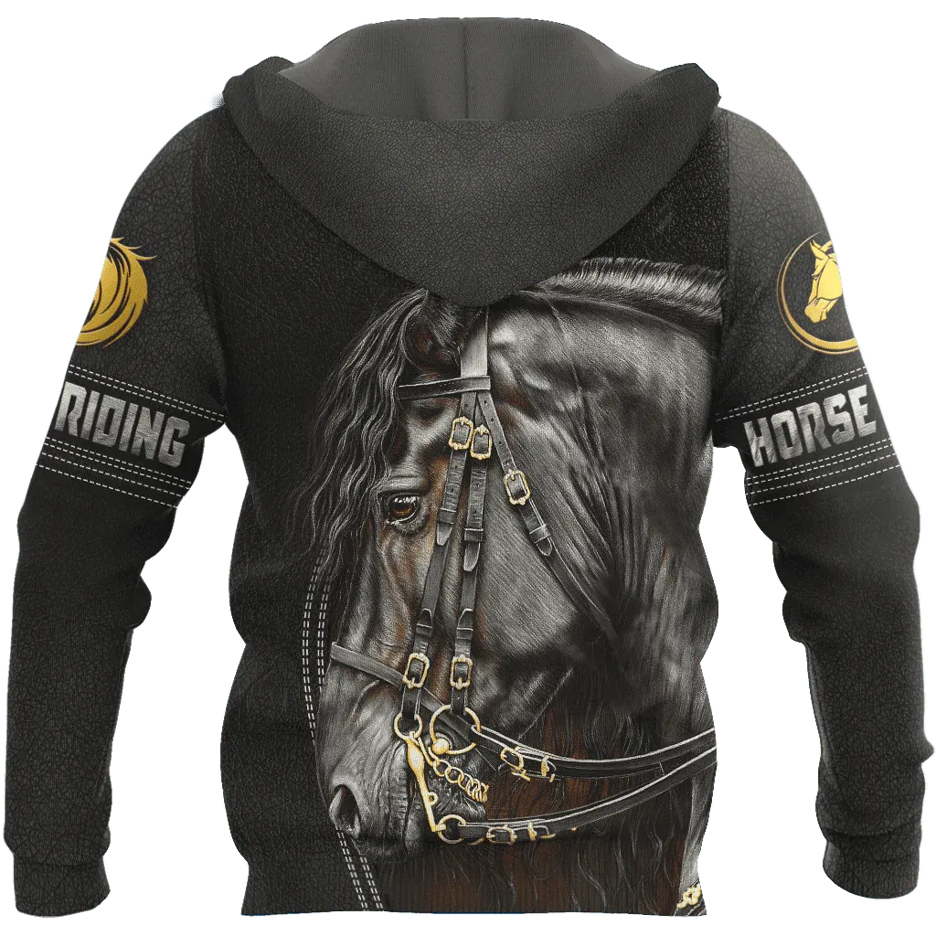 Custom Name Horse Hoodie, Black Horse Hoodie For Men And Women, Rodeo Horse Hoodie