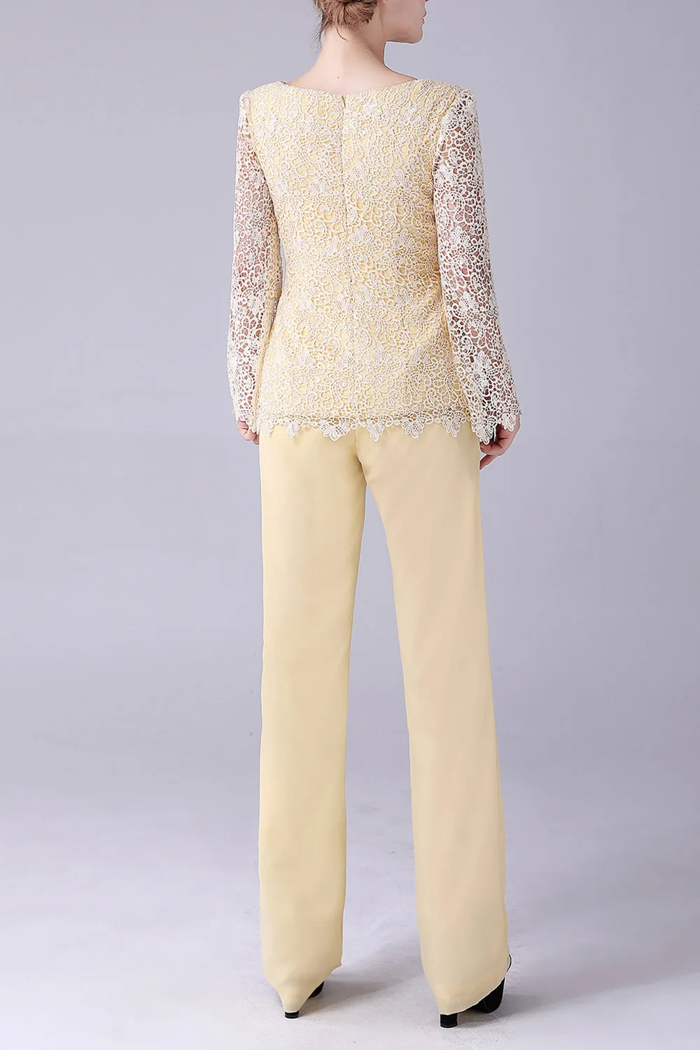 Daffodil Long Sleeves Lace Top Mother of the Bride Pant Suits