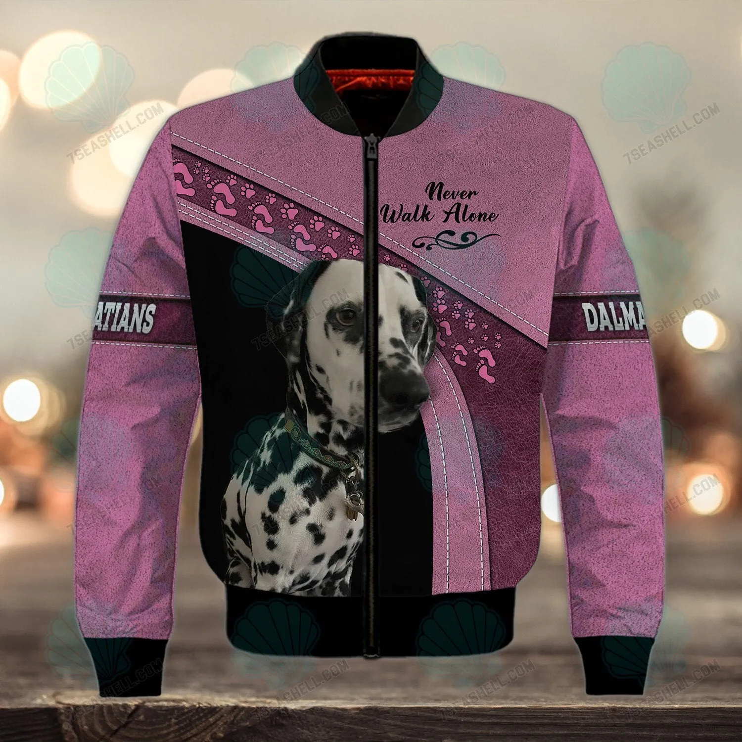 Dalmatians Pink Never Walk Alone 3D Full Print Shirts, Christmas Shirt for Dog Lovers