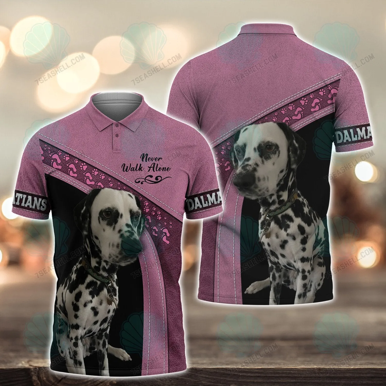 Dalmatians Pink Never Walk Alone 3D Full Print Shirts, Christmas Shirt for Dog Lovers