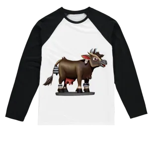 Dark Brown Cow Sublimation Baseball Long Sleeve T-Shirt