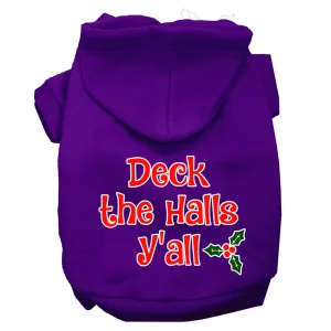 Deck The Halls Y'all Screen Print Dog Hoodie Purple M