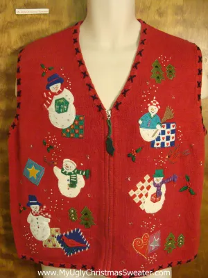 Decorative Snowmen Horrible Christmas Sweater Vest