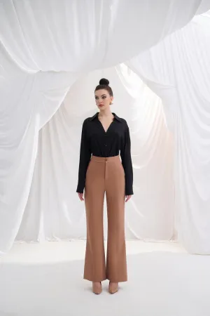 Della Flared High Waist Twill Ankle Length Pants