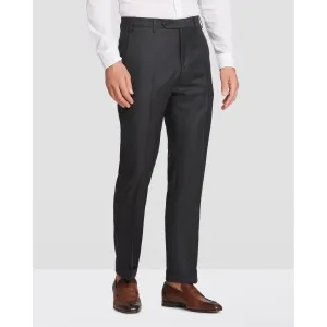 Devon Flat Front Stretch Wool Trouser in Charcoal (Modern Full Fit) by Zanella