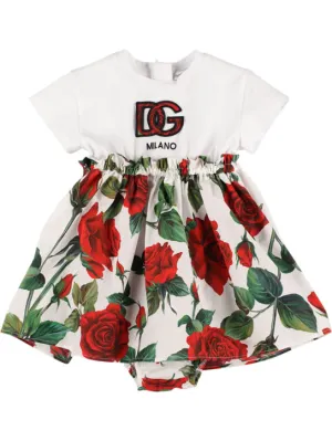 Dolce&amp;Gabbana   Logo printed cotton dress w/diaper cover 