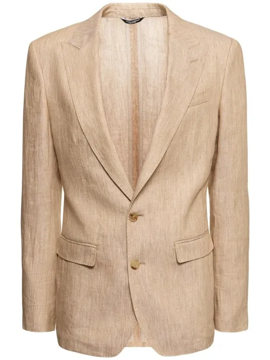 Dolce&amp;Gabbana   Single breast peak lapel linen blazer 