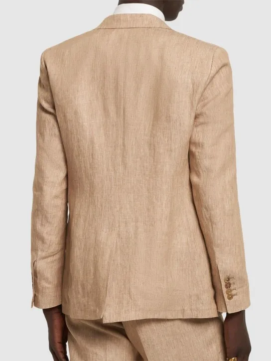 Dolce&amp;Gabbana   Single breast peak lapel linen blazer 