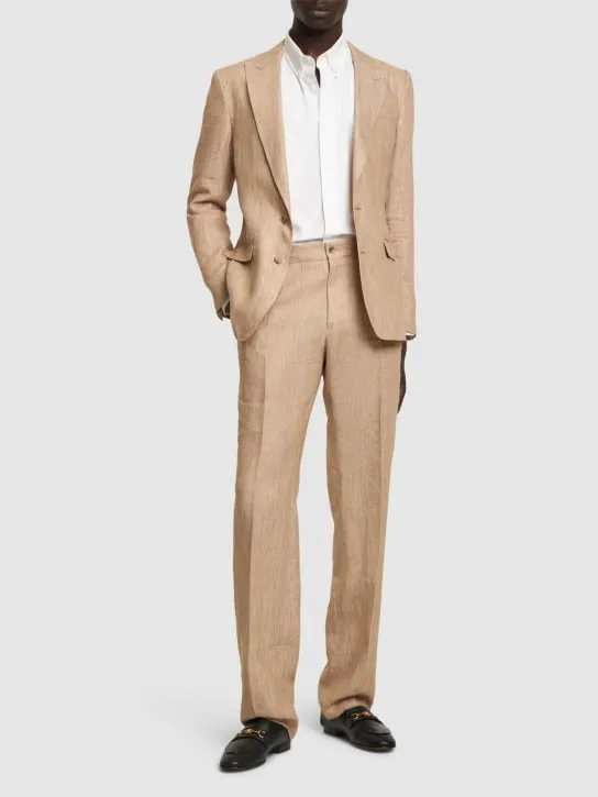 Dolce&amp;Gabbana   Single breast peak lapel linen blazer 