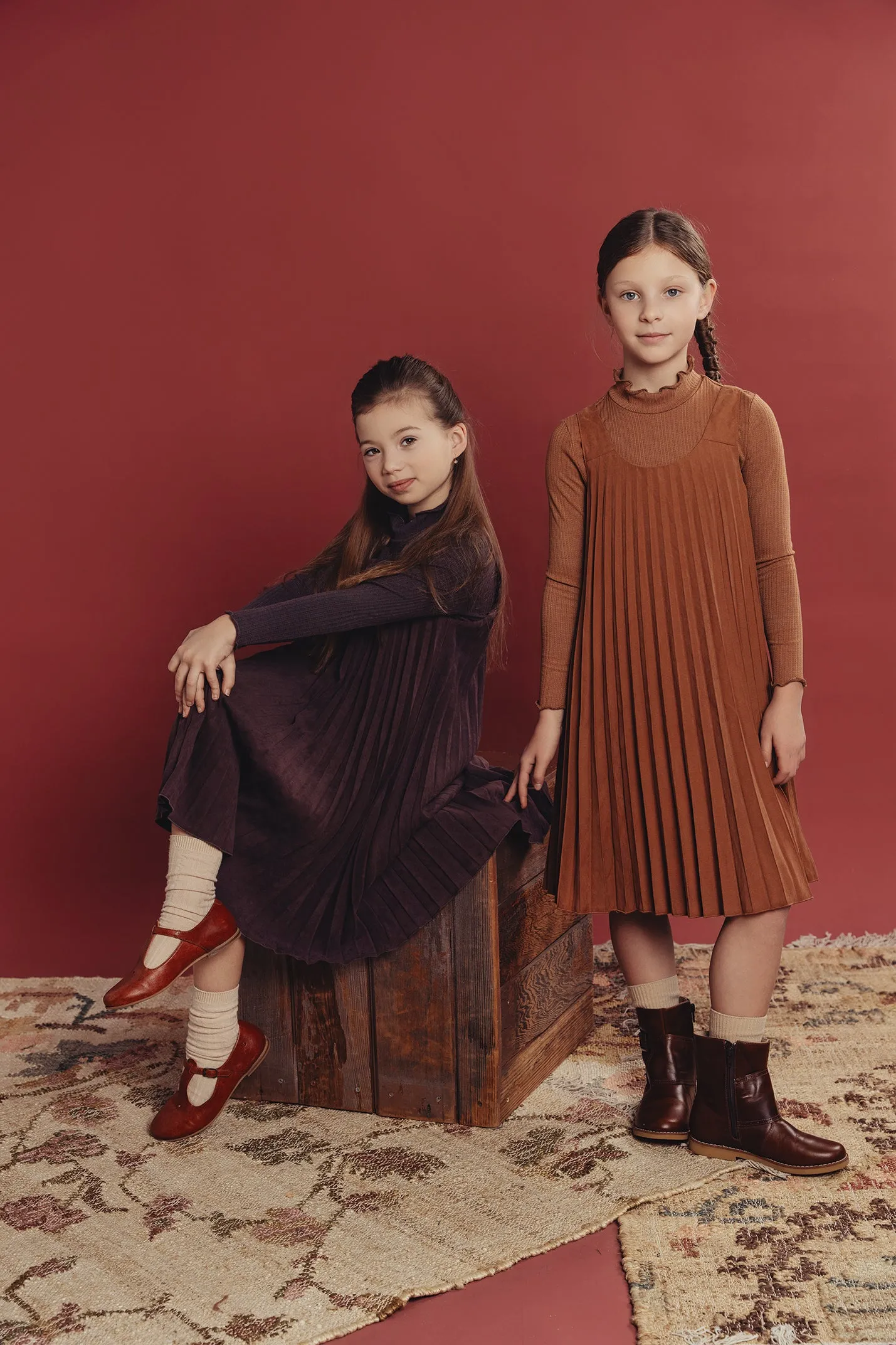 dress pleated jumper with top cooper - burgundy