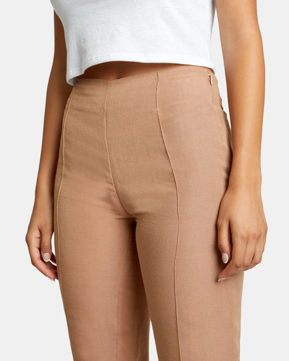 Drip High-Waisted Pants - Wood