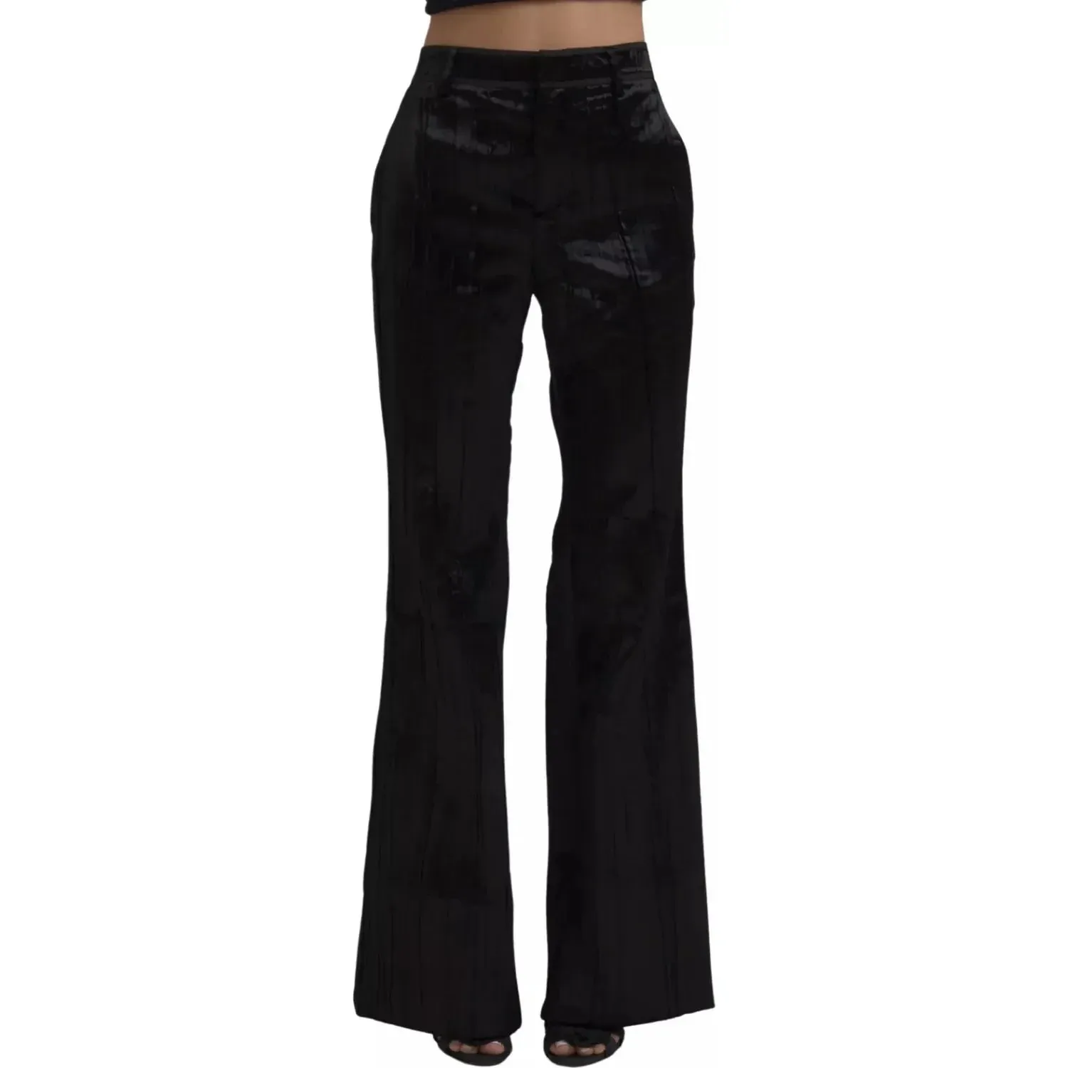 Dsquared² Black Viscose Super Flare High Waist Pants