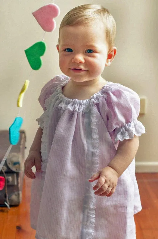 Easy baby and girl pdf dress pattern SWEET PEA sizes 6 months -10 years, with baby pants