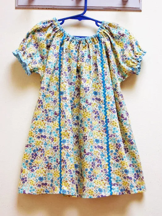 Easy baby and girl pdf dress pattern SWEET PEA sizes 6 months -10 years, with baby pants