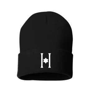 Embroidered Hillel Black Winter Hat