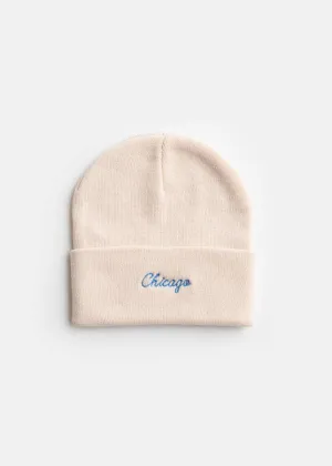 Embroidered Script Chicago Beanie