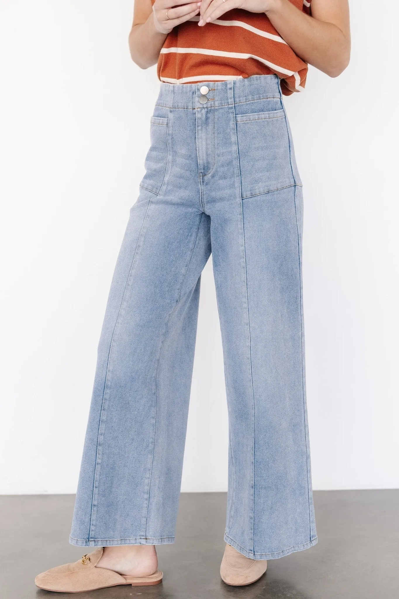 Emmi Mid Rise Wide Leg Jeans | Medium Wash