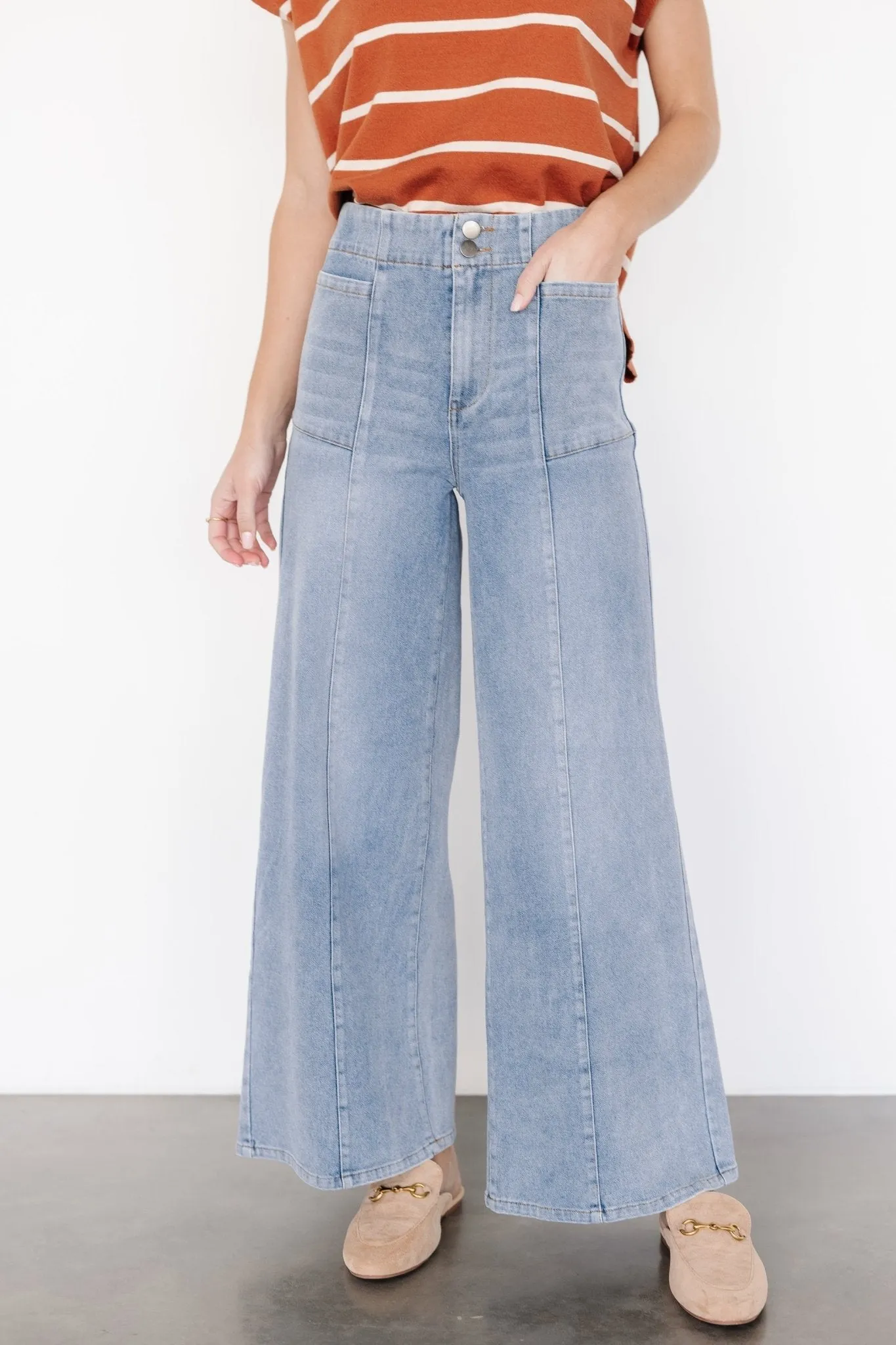 Emmi Mid Rise Wide Leg Jeans | Medium Wash