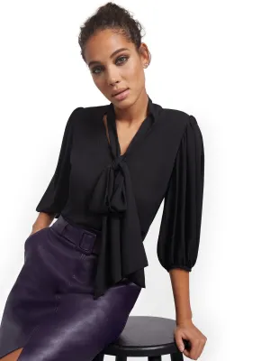 Essential V-Neck Bow Blouse