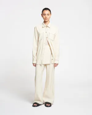 Evea - Glass Poplin Pants - Oat