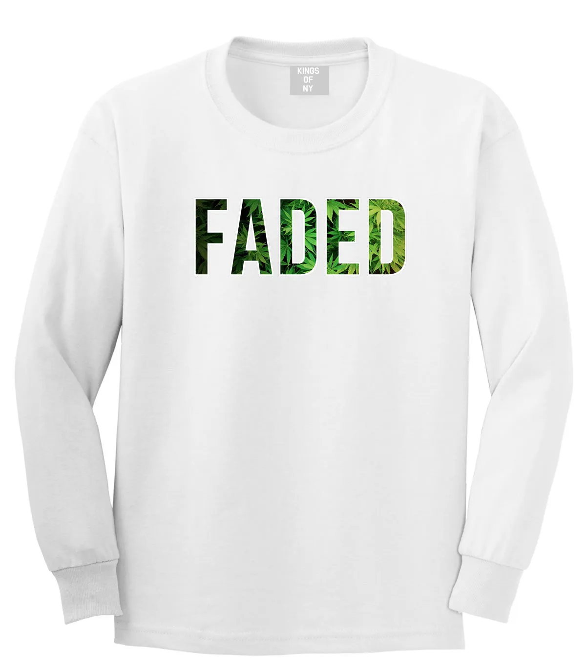 Faded Marijuana Weed Print Long Sleeve T-Shirt